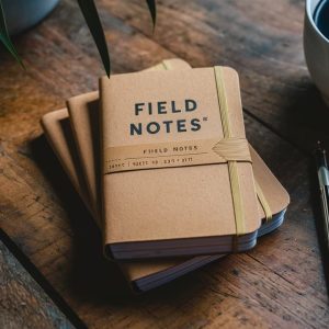 Field Notes Style Notebooks on Wooden Desk